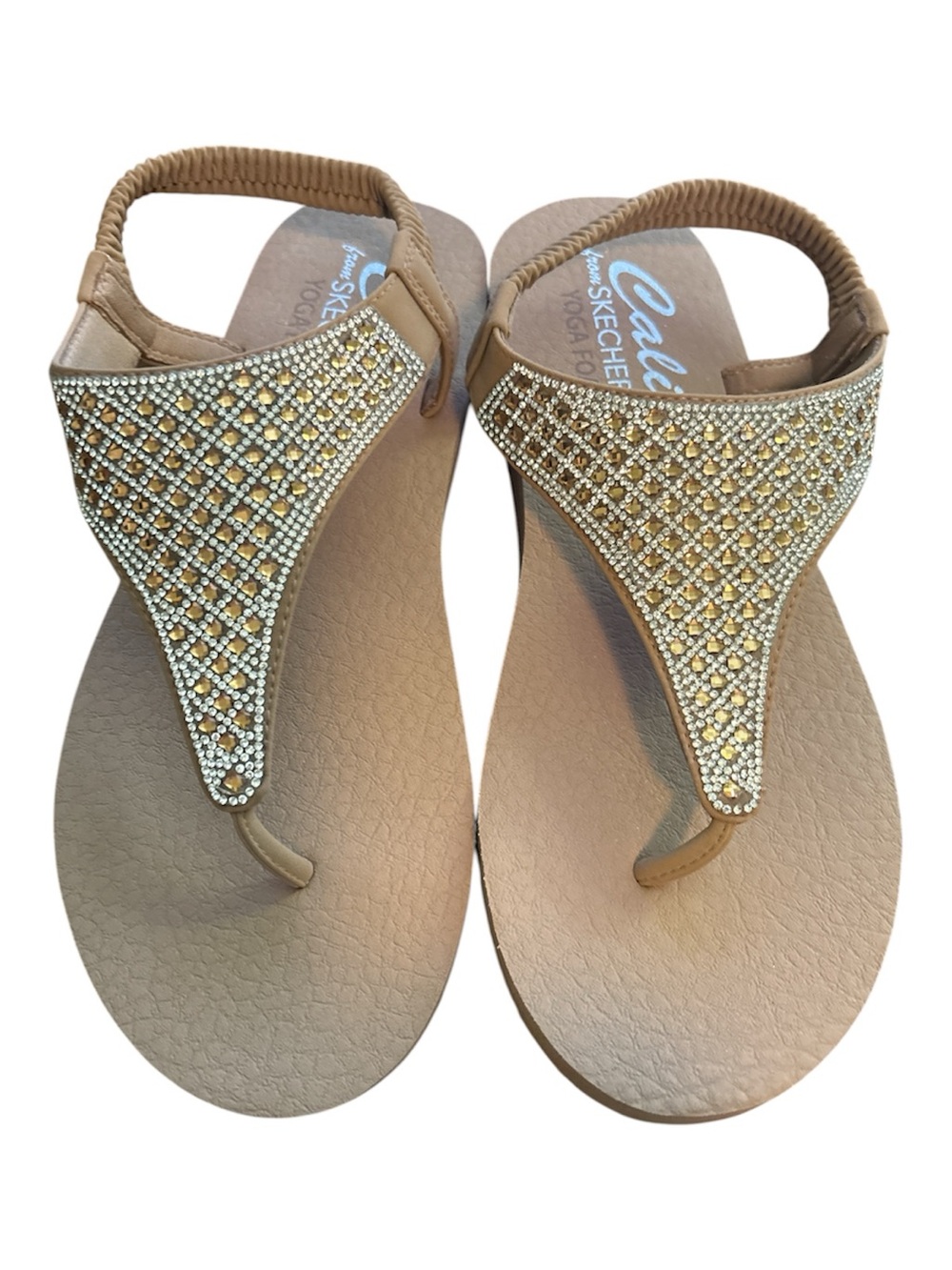 Skechers Tan Jeweled T-strap Slingback Sandals Size 10 NWOT